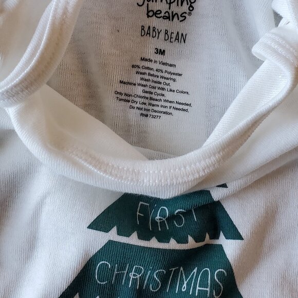 Baby Jumping Beans Holiday Long-Sleeve Body Suit "My First Christmas"  3 mos - Picture 2 of 3